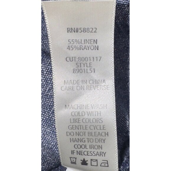 MAX STUDIO Women’s Blue Linen Blend Button Up Roll Tab Sleeve Shirt Dress Sz S - Picture 7 of 7